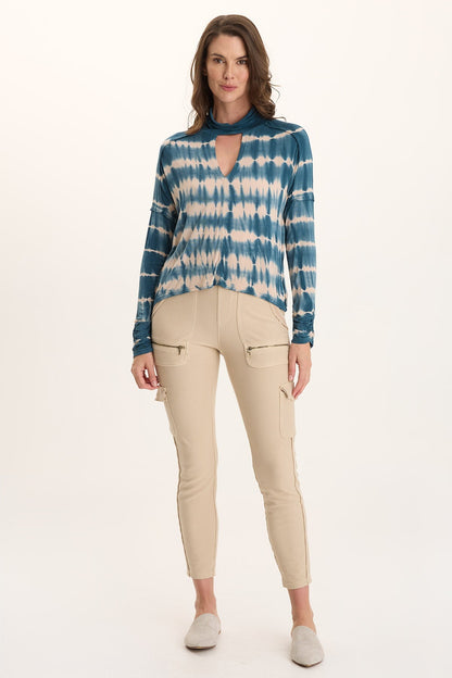 Norda Stretch Jersey Keyhole-Neck Long-Sleeve Top Encaustic Wash Central - XCVI