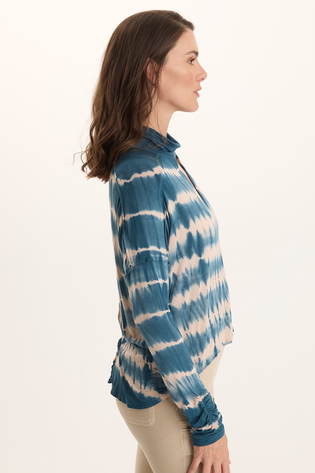 Norda Stretch Jersey Keyhole-Neck Long-Sleeve Top Encaustic Wash Central - XCVI