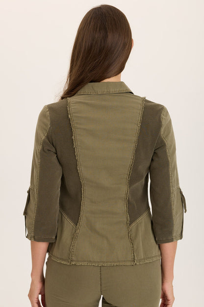 Wearables Linen Raphael Distressed Blazer Jacket Kombu Pigment - XCVI