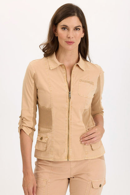 Wearables Wexel Poplin/Stretch Rib Fittd Cargo Jacket Fireclay Pigment - XCVI