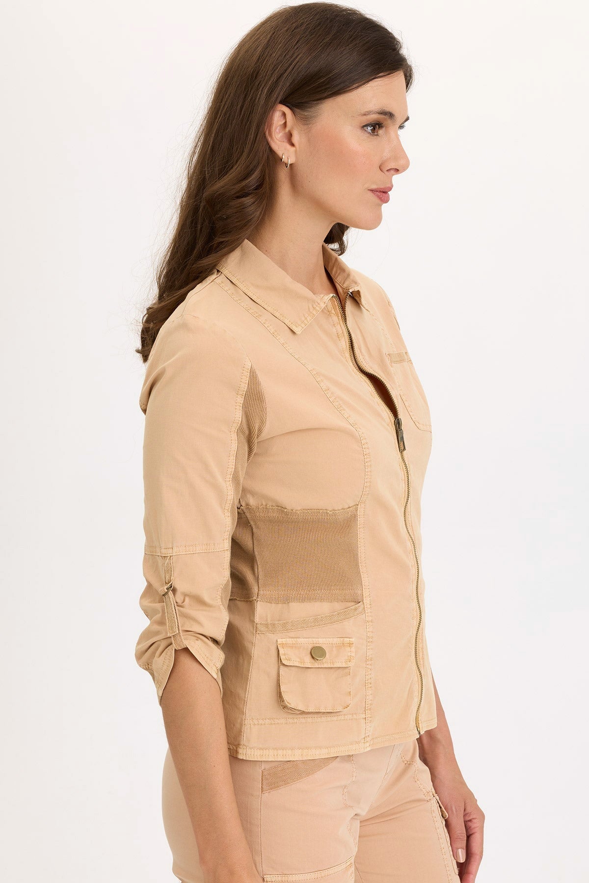 Wearables Wexel Poplin/Stretch Rib Fittd Cargo Jacket Fireclay Pigment - XCVI