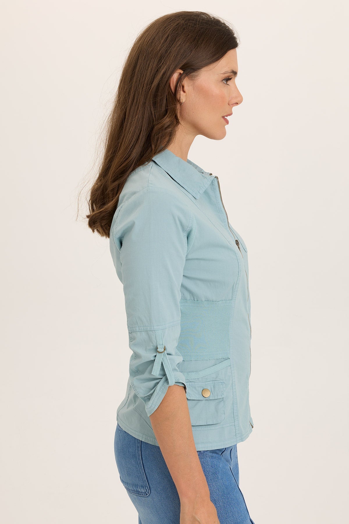 Wearables Wexel Poplin/Stretch Rib Fittd Cargo Jacket Ocean Front - XCVI