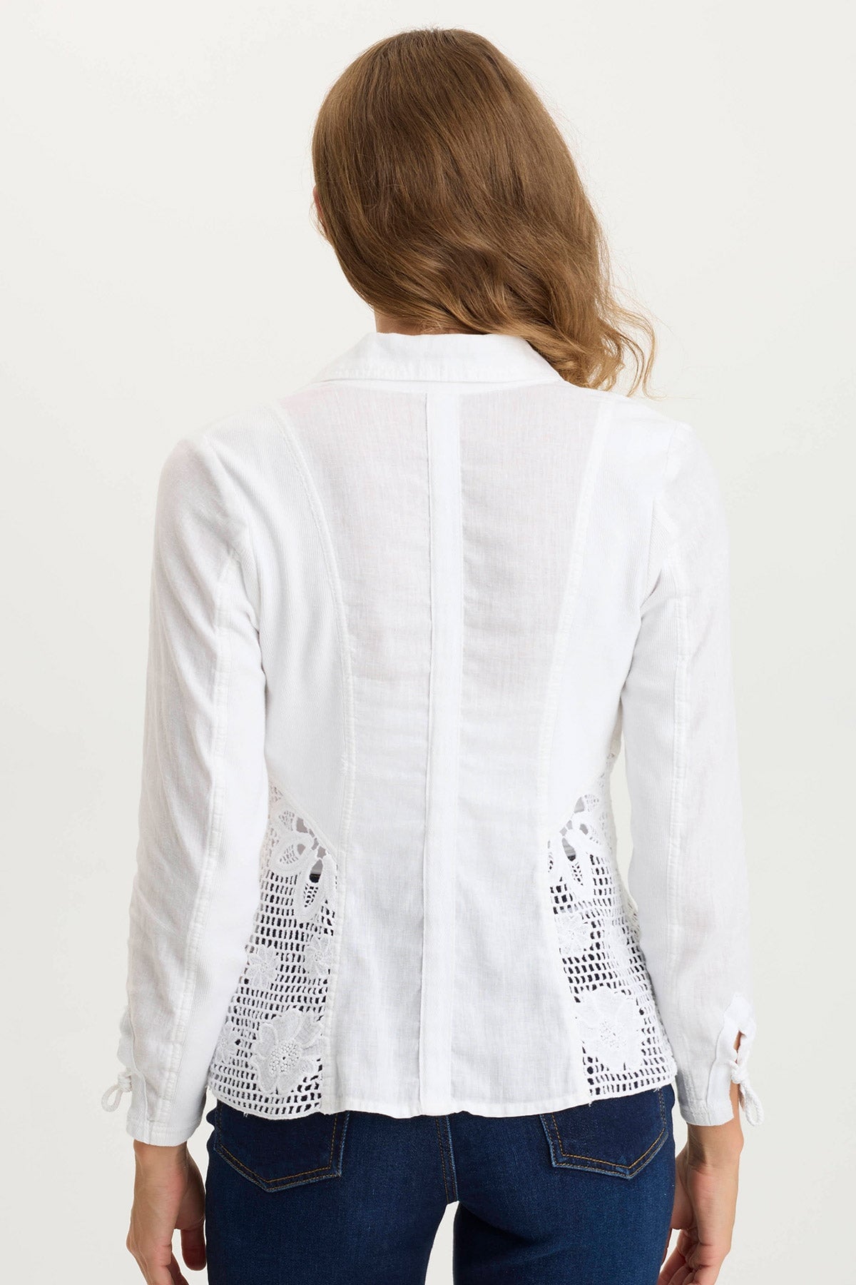 Trinket Floral Embroidered Crochet Light Jacket White - XCVI