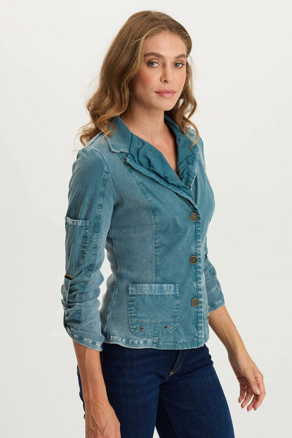 Darwin Tabbed 3/4-Sleeve Sturdy Stretch Summer Jacket Distress Wash Tideworn - XCVI