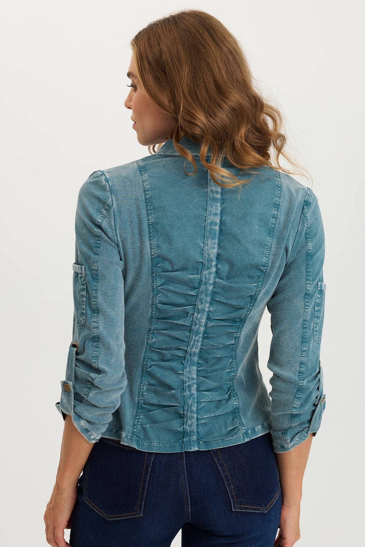 Darwin Tabbed 3/4-Sleeve Sturdy Stretch Summer Jacket Distress Wash Tideworn - XCVI