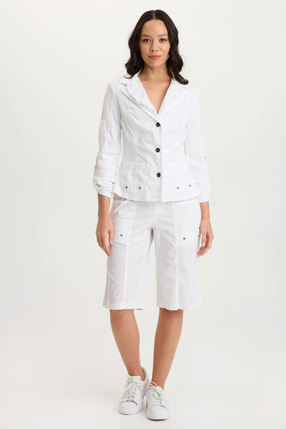 Darwin Tabbed 3/4-Sleeve Sturdy Stretch Summer Jacket White - XCVI