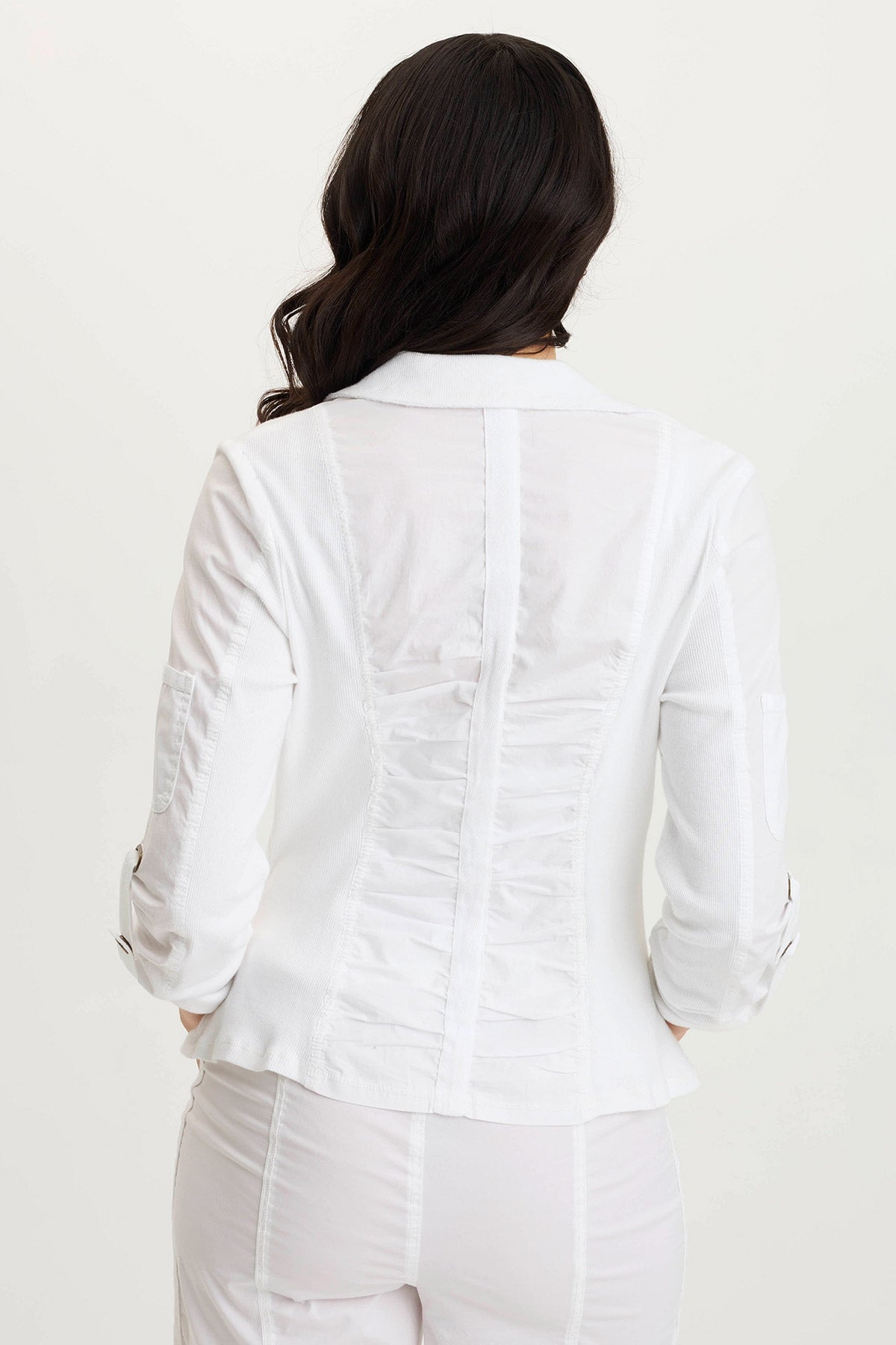 Darwin Tabbed 3/4-Sleeve Sturdy Stretch Summer Jacket White - XCVI