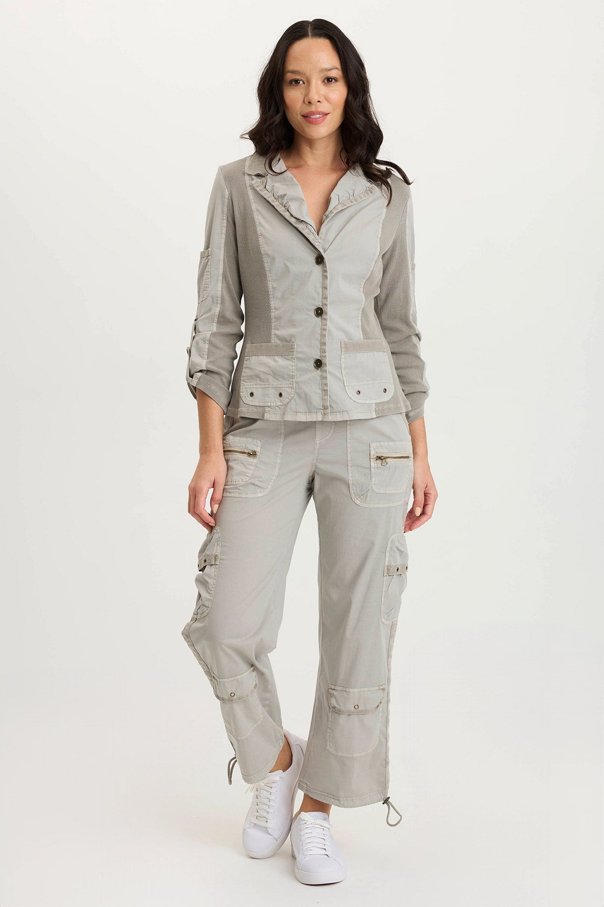 Darwin Tabbed 3/4-Sleeve Sturdy Stretch Summer Jacket Whitecap Pigment - XCVI
