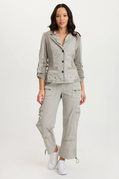 Darwin Tabbed 3/4-Sleeve Sturdy Stretch Summer Jacket Whitecap Pigment - XCVI