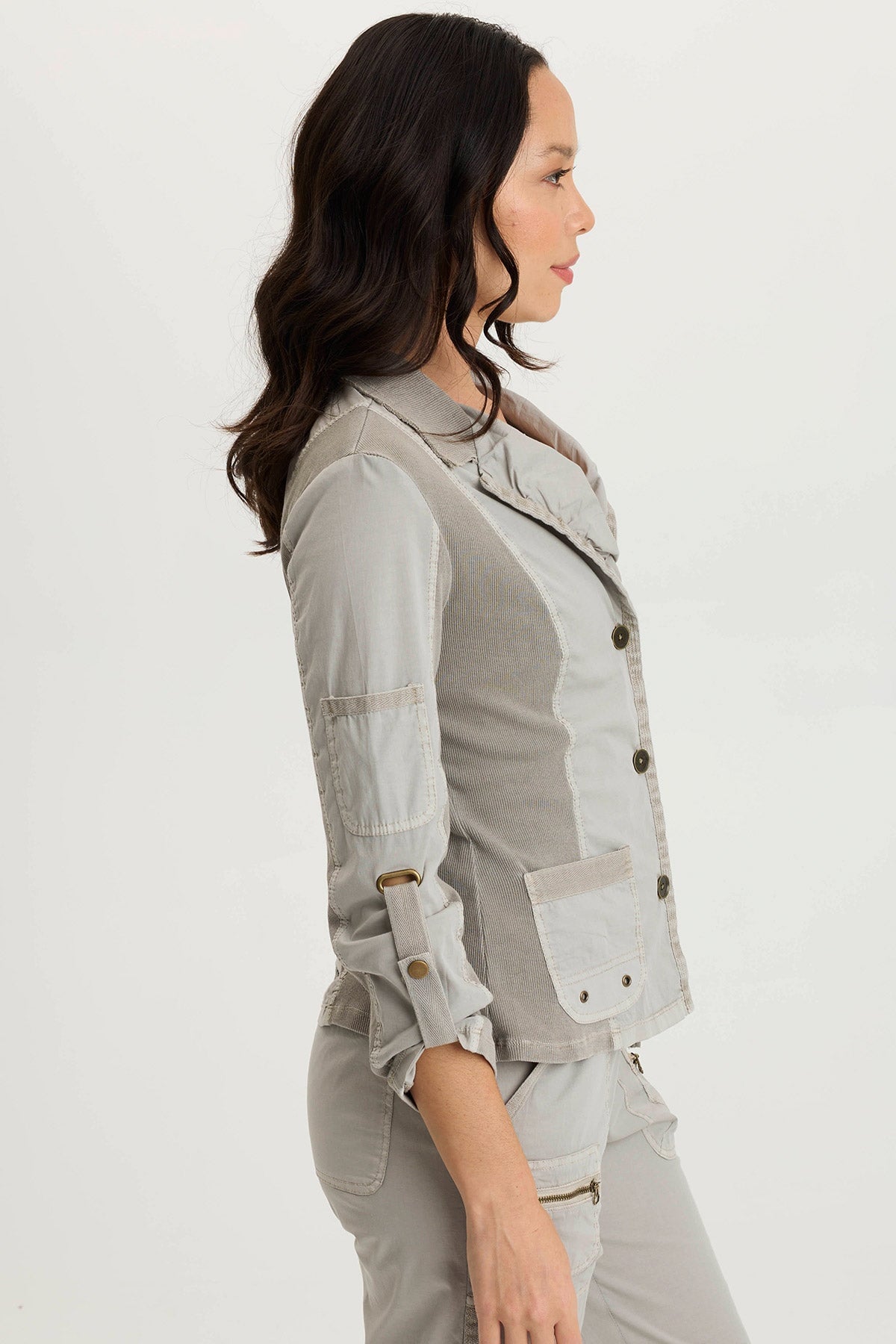 Darwin Tabbed 3/4-Sleeve Sturdy Stretch Summer Jacket Whitecap Pigment - XCVI