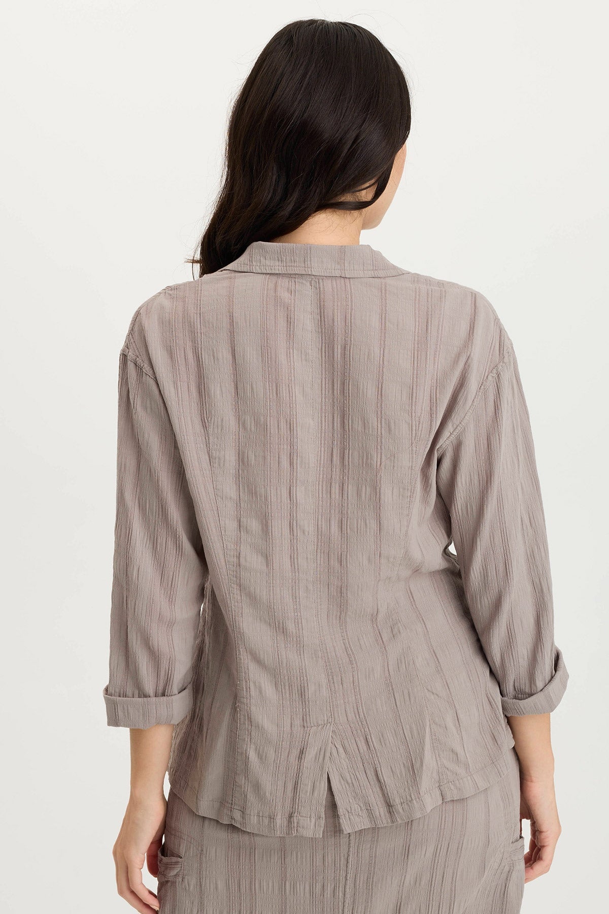 Hendrix Textured Gauze Chic Button-Up Light Jacket Poppy Seed - XCVI