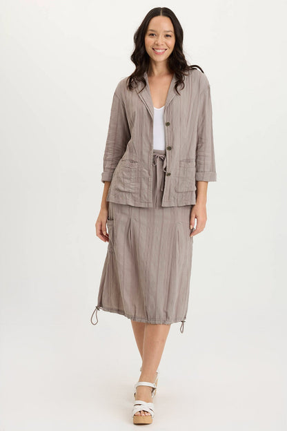 Hendrix Textured Gauze Chic Button-Up Light Jacket Poppy Seed - XCVI