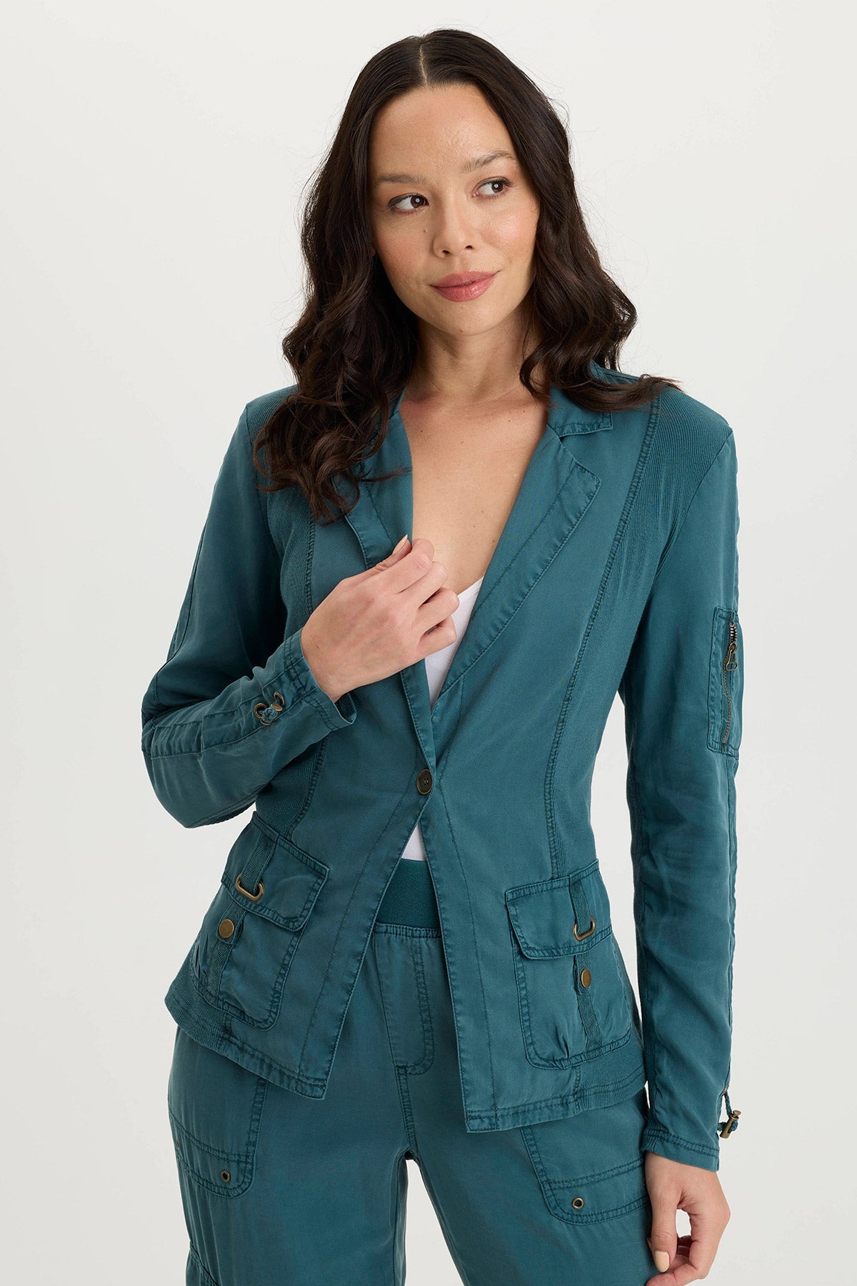 Stratford Twill + Jersey Structured Lightweight Blazer Tideworn Pigment - XCVI
