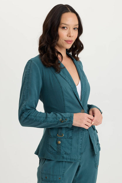 Stratford Twill + Jersey Structured Lightweight Blazer Tideworn Pigment - XCVI
