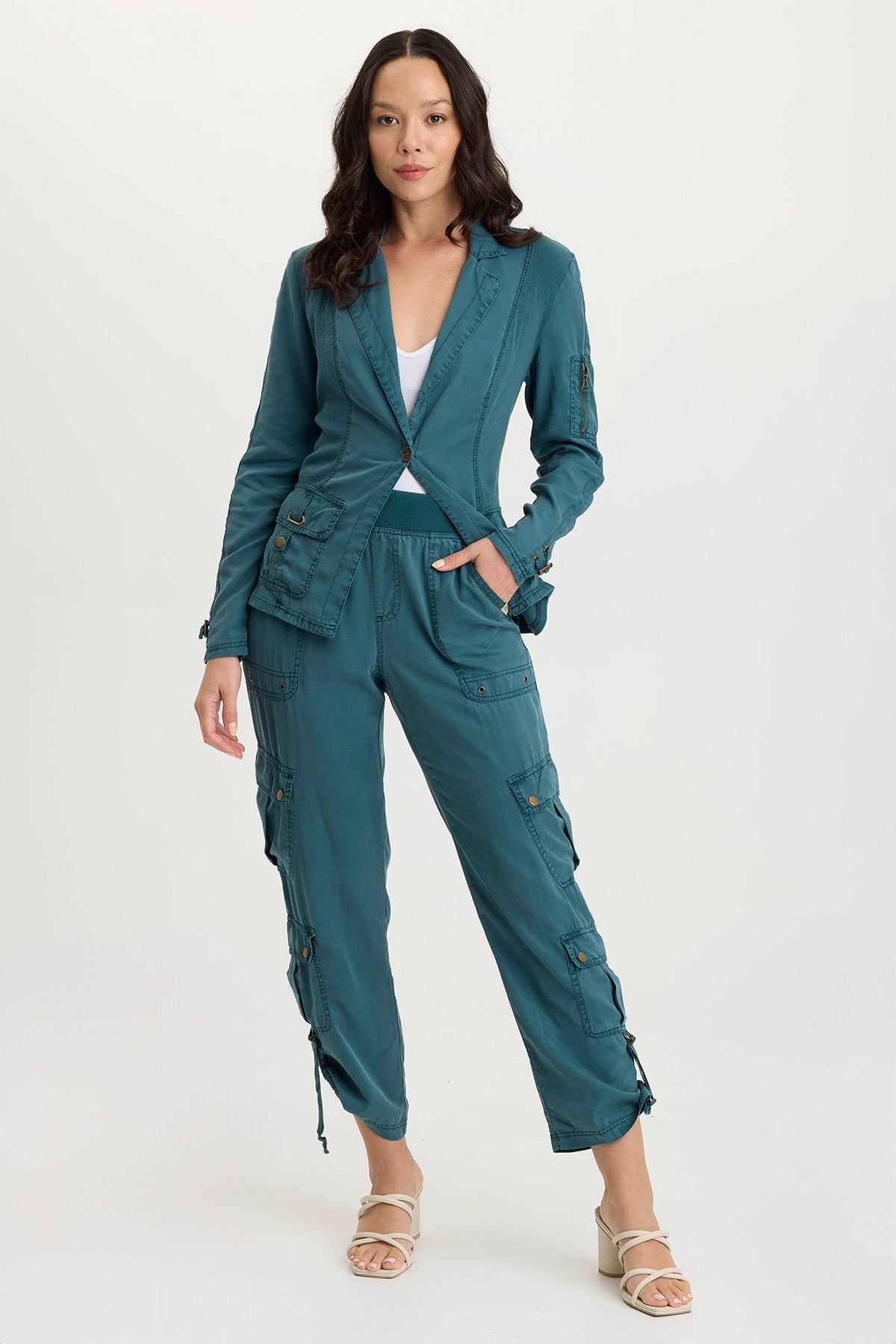 Stratford Twill + Jersey Structured Lightweight Blazer Tideworn Pigment - XCVI