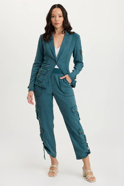 Stratford Twill + Jersey Structured Lightweight Blazer Tideworn Pigment - XCVI