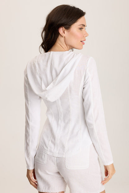 Balvino Linen Ruched Cord Jacket White - XCVI