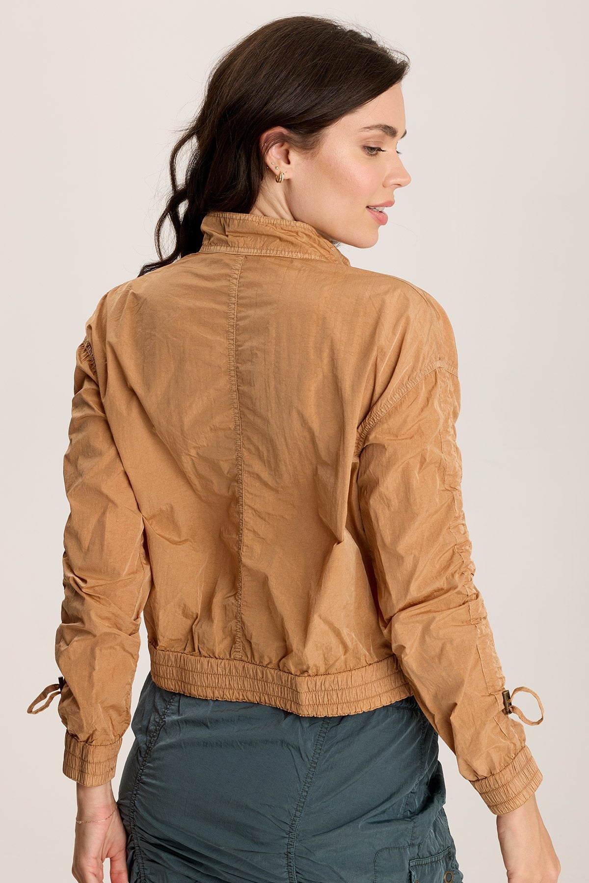Burris Ruched Athletic Bomber Jacket Fireclay Pigment - XCVI