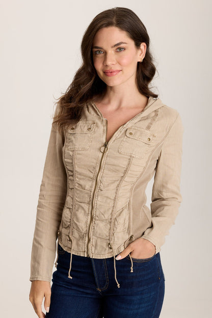 Balvino Linen Ruched Cord Jacket Tanglewood Pigment - XCVI