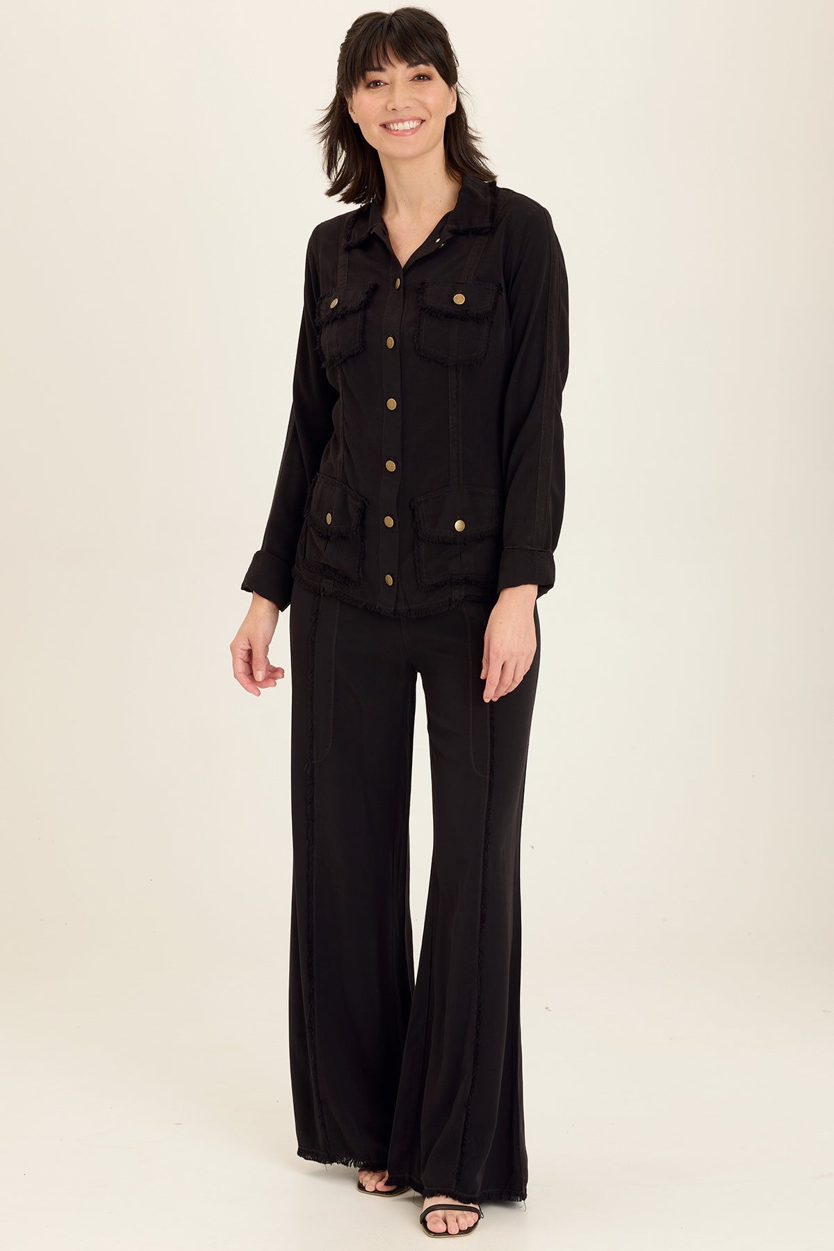 Twill Safari Jacket in Black Black - XCVI