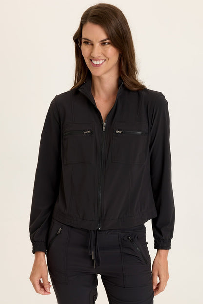 Active Quinn Bomber in Black Black - XCVI