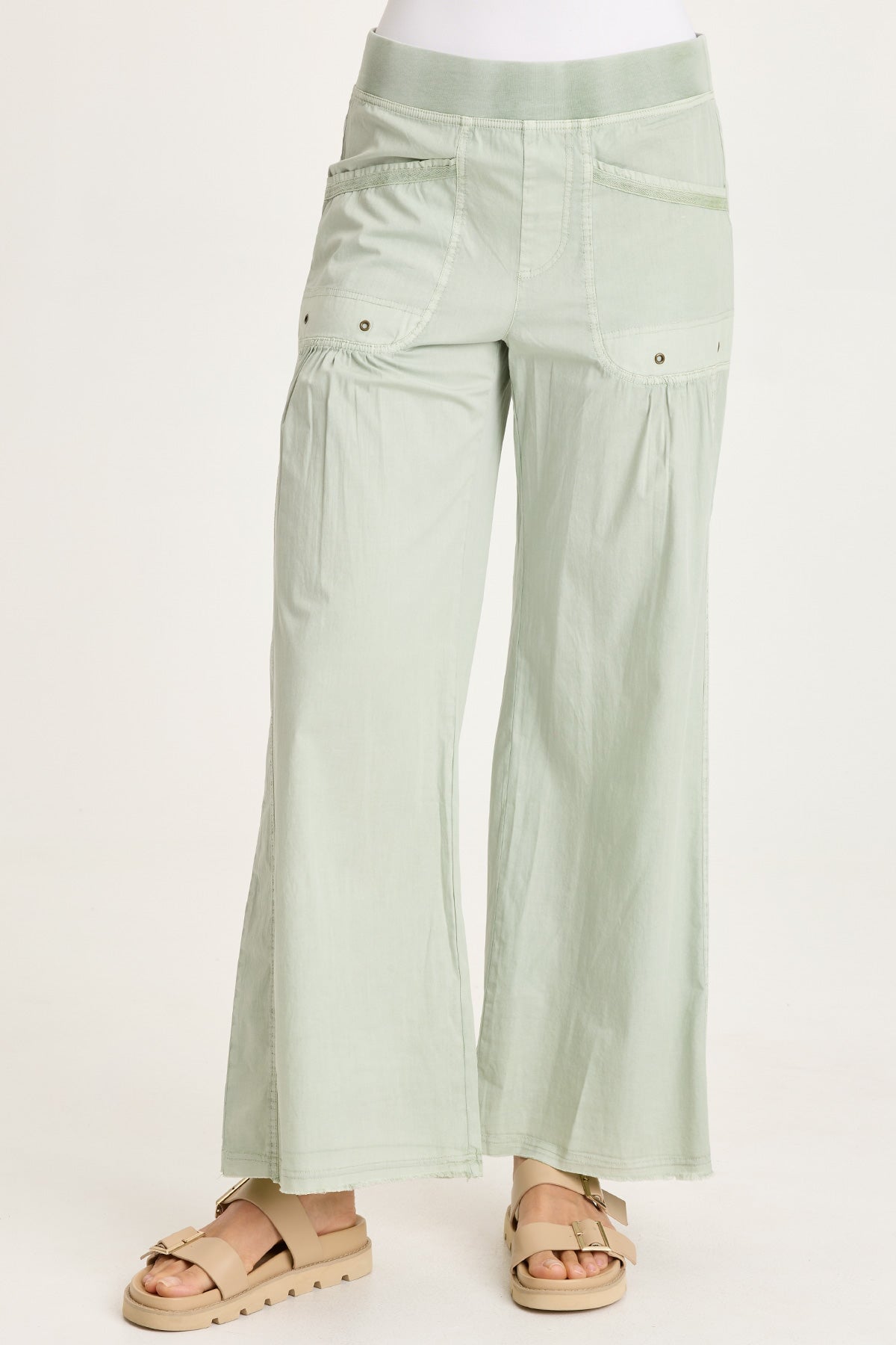 Brently Poplin Wide Leg Pant Tradewind Pigment - XCVI