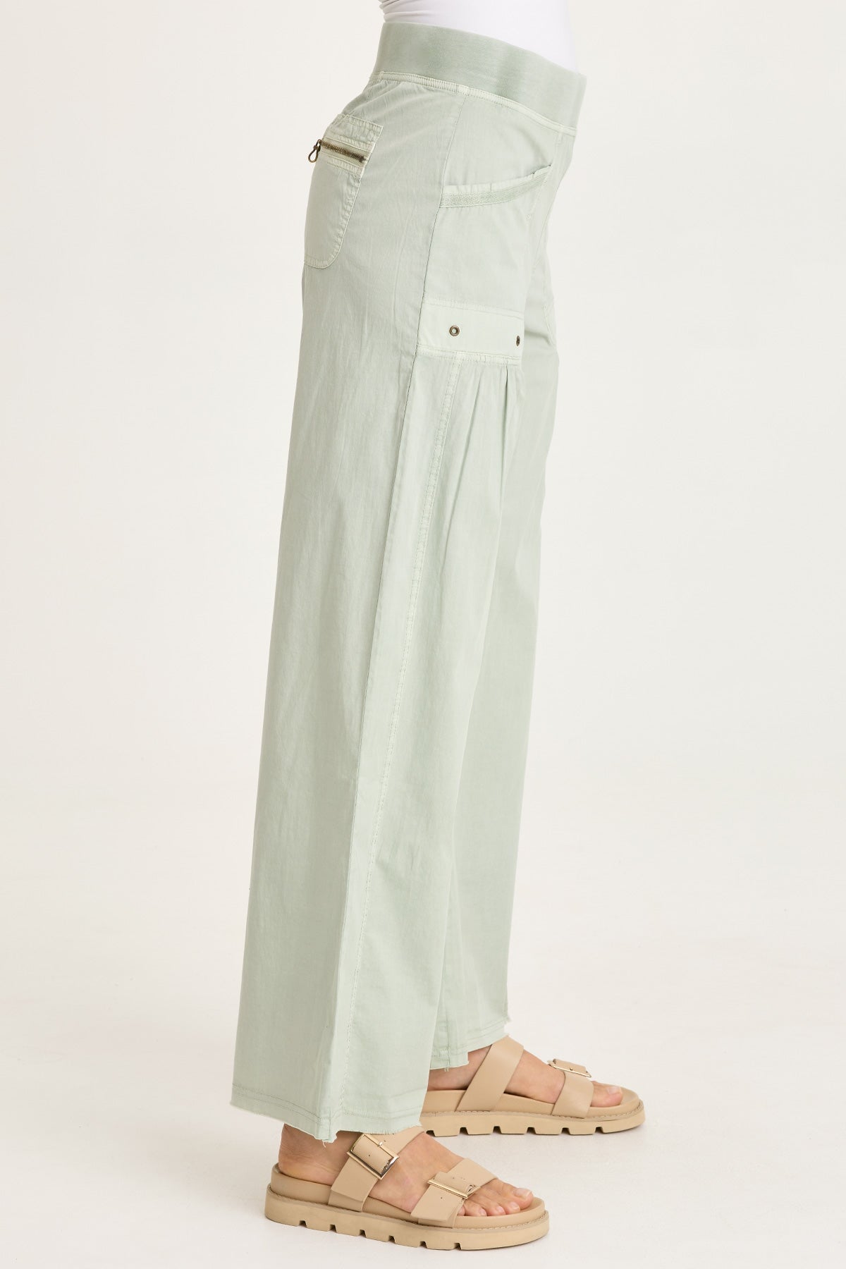 Brently Poplin Wide Leg Pant Tradewind Pigment - XCVI