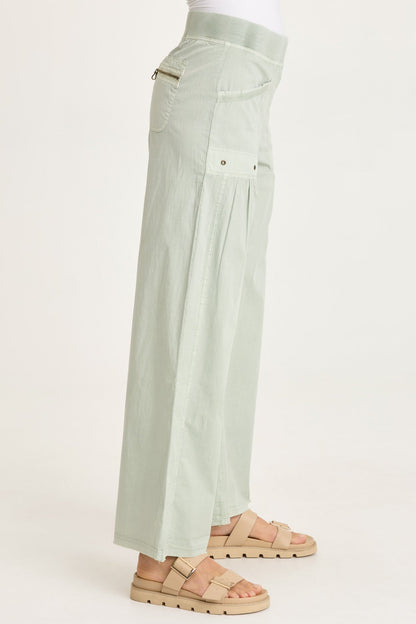 Brently Poplin Wide Leg Pant Tradewind Pigment - XCVI