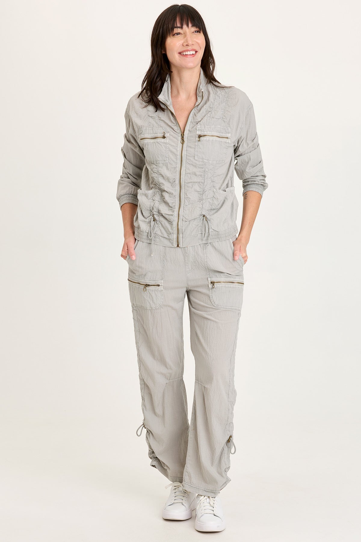 Trotter Textured Side Cinch Pull-On Pant Earl Grey Pigment - XCVI