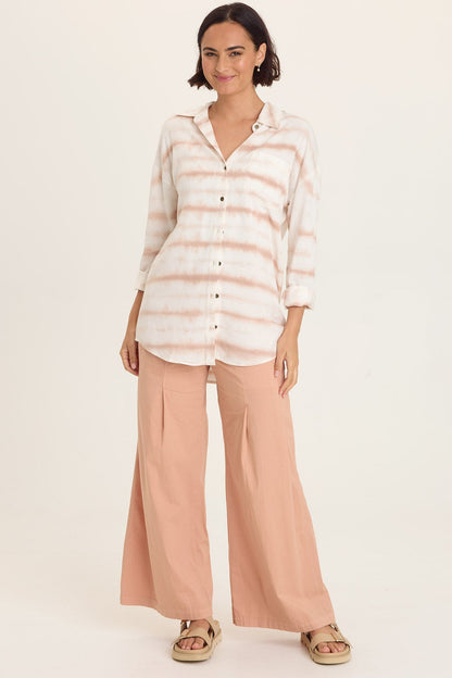 Wearables Kyler Dart Front and Back Pockets Wide Leg Pant Burnished Caramel Pigment - XCVI
