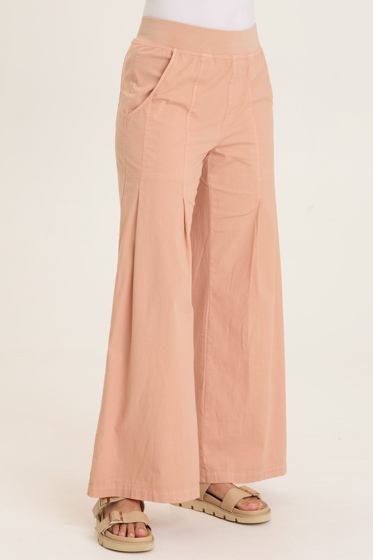 Wearables Kyler Dart Front and Back Pockets Wide Leg Pant Burnished Caramel Pigment - XCVI