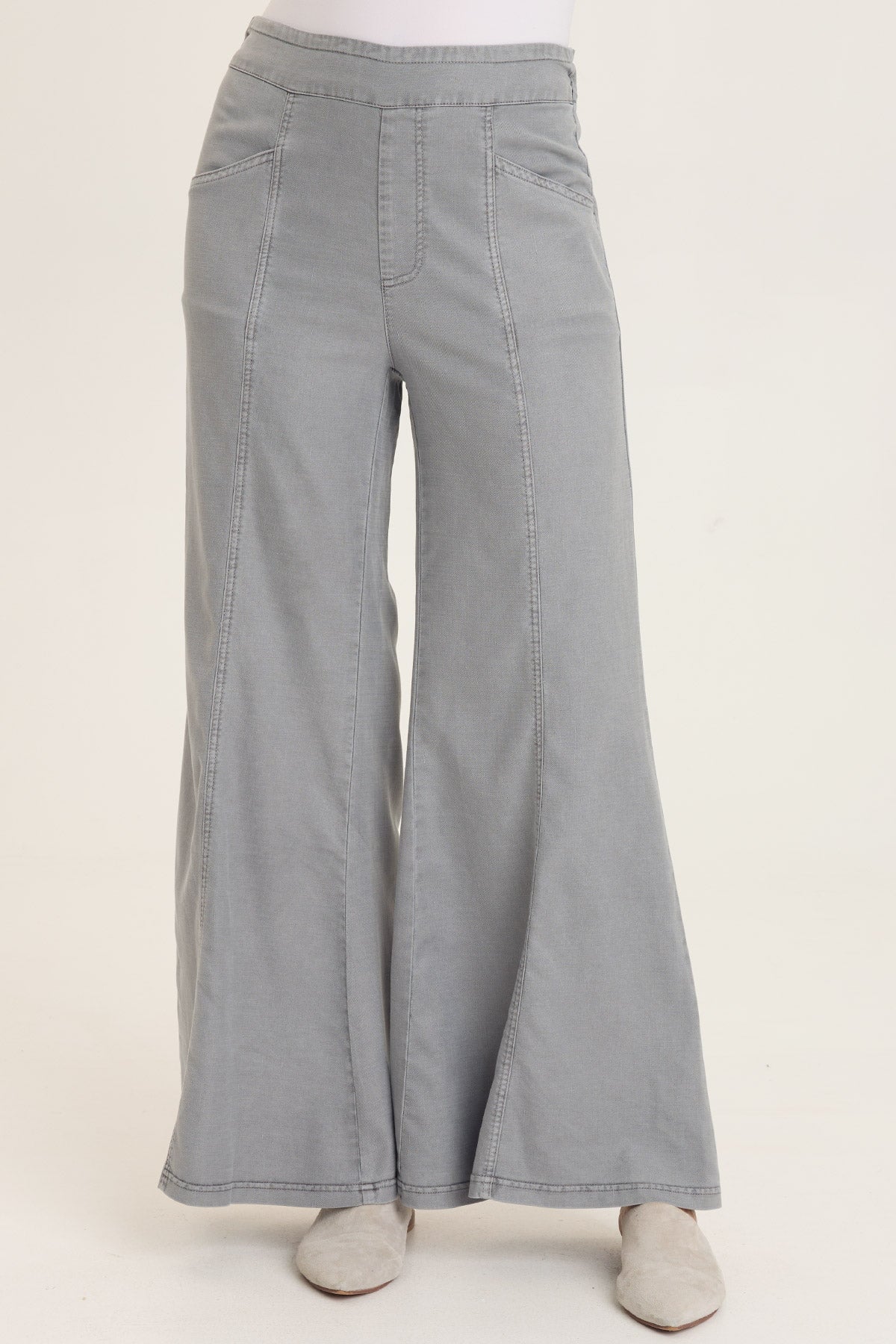 Wearables Faulk Twill Pull-On Twill Bell Bottom Pant Nebulous Pigment - XCVI