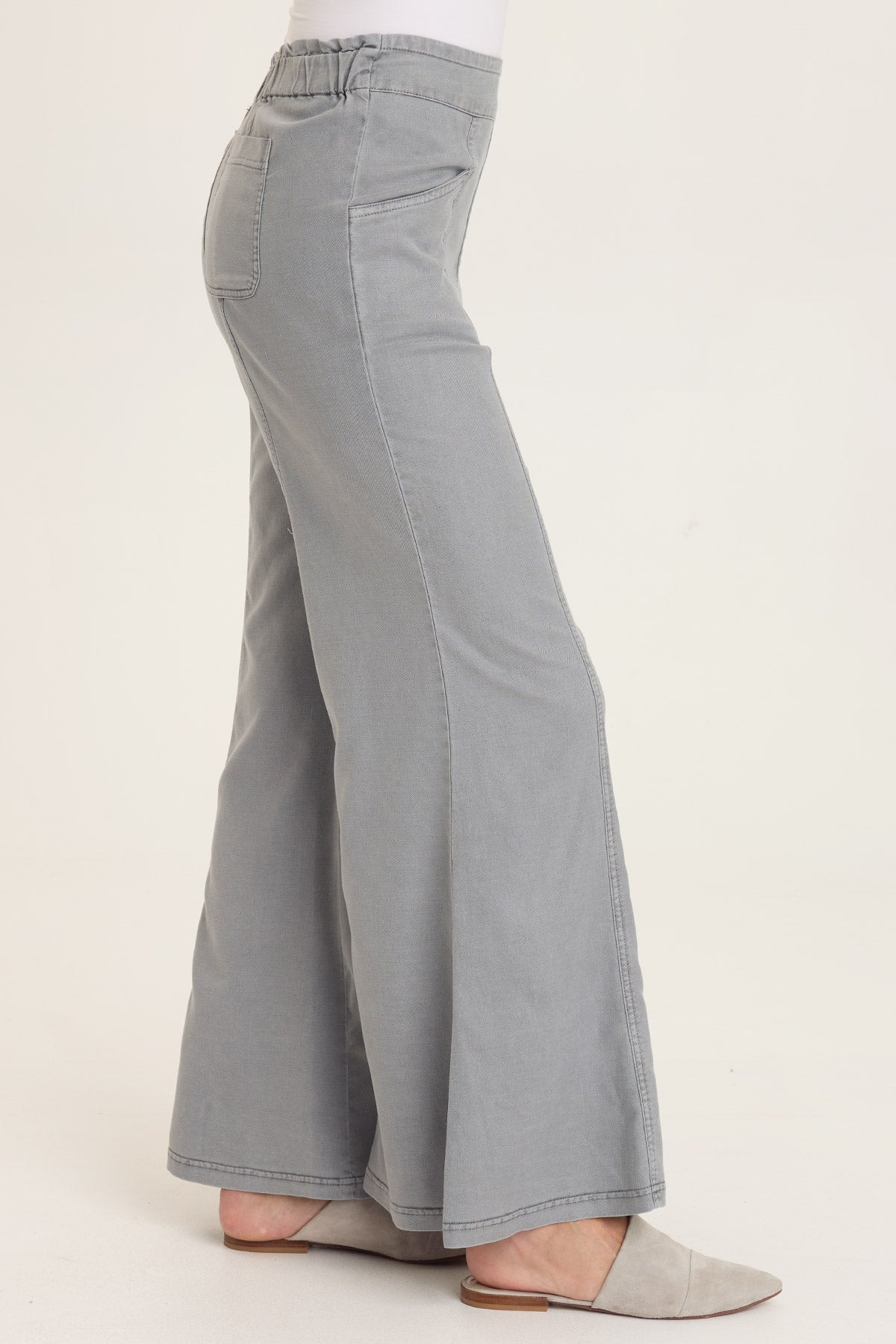 Wearables Faulk Twill Pull-On Twill Bell Bottom Pant Nebulous Pigment - XCVI