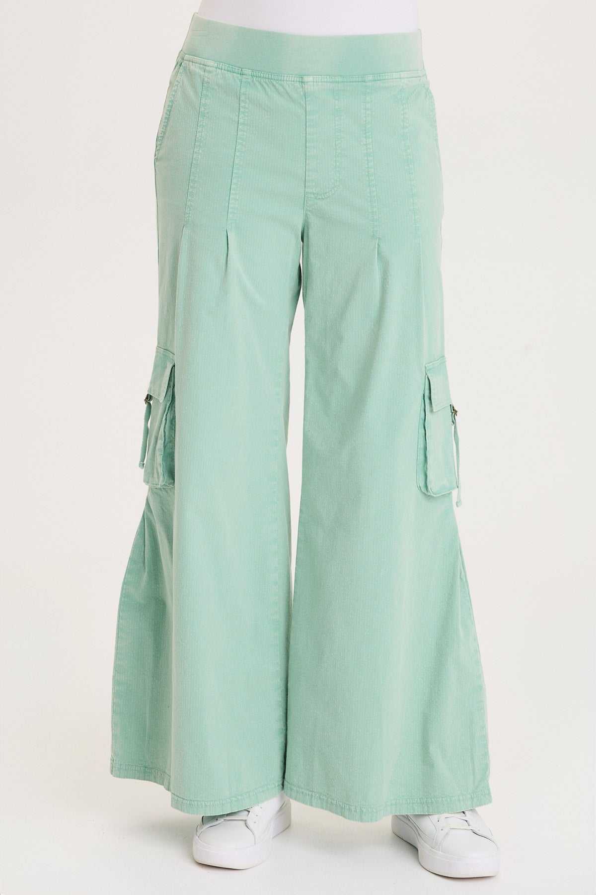 Erwin Side Pleats Wide Leg Cargo Pant Distress Wash Feldspar - XCVI