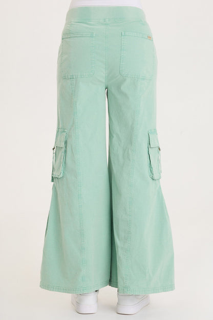 Erwin Side Pleats Wide Leg Cargo Pant Distress Wash Feldspar - XCVI