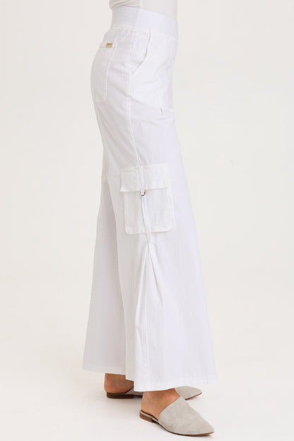 Erwin Side Pleats Wide Leg Cargo Pant White - XCVI