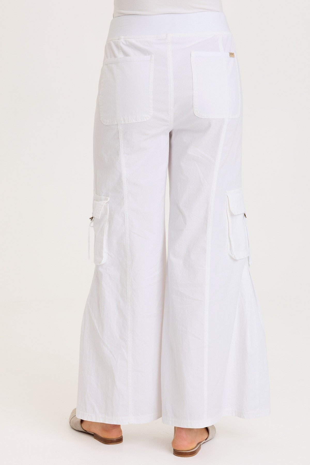 Erwin Side Pleats Wide Leg Cargo Pant White - XCVI
