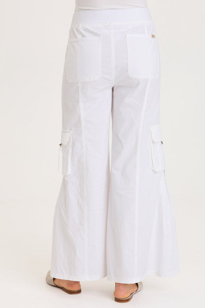 Erwin Side Pleats Wide Leg Cargo Pant White - XCVI