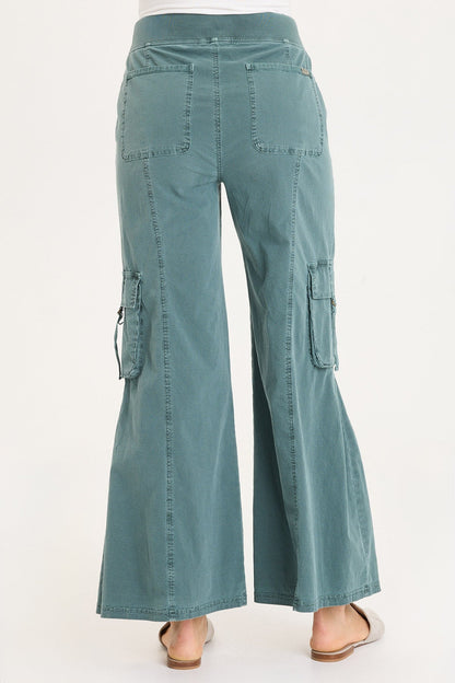 Erwin Side Pleats Wide Leg Cargo Pant Ocean Storm Pigment - XCVI