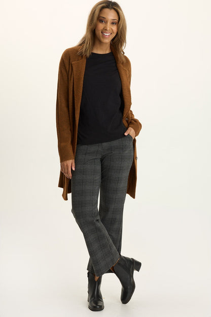 Wearables Limus Plaid Stretch Flare Pant Charcoal - XCVI