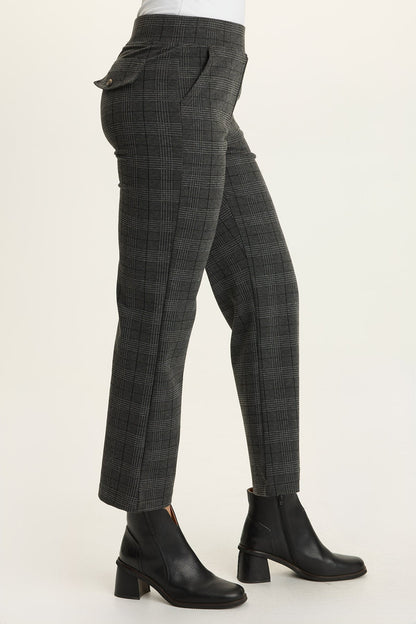 Wearables Limus Plaid Stretch Flare Pant Charcoal - XCVI