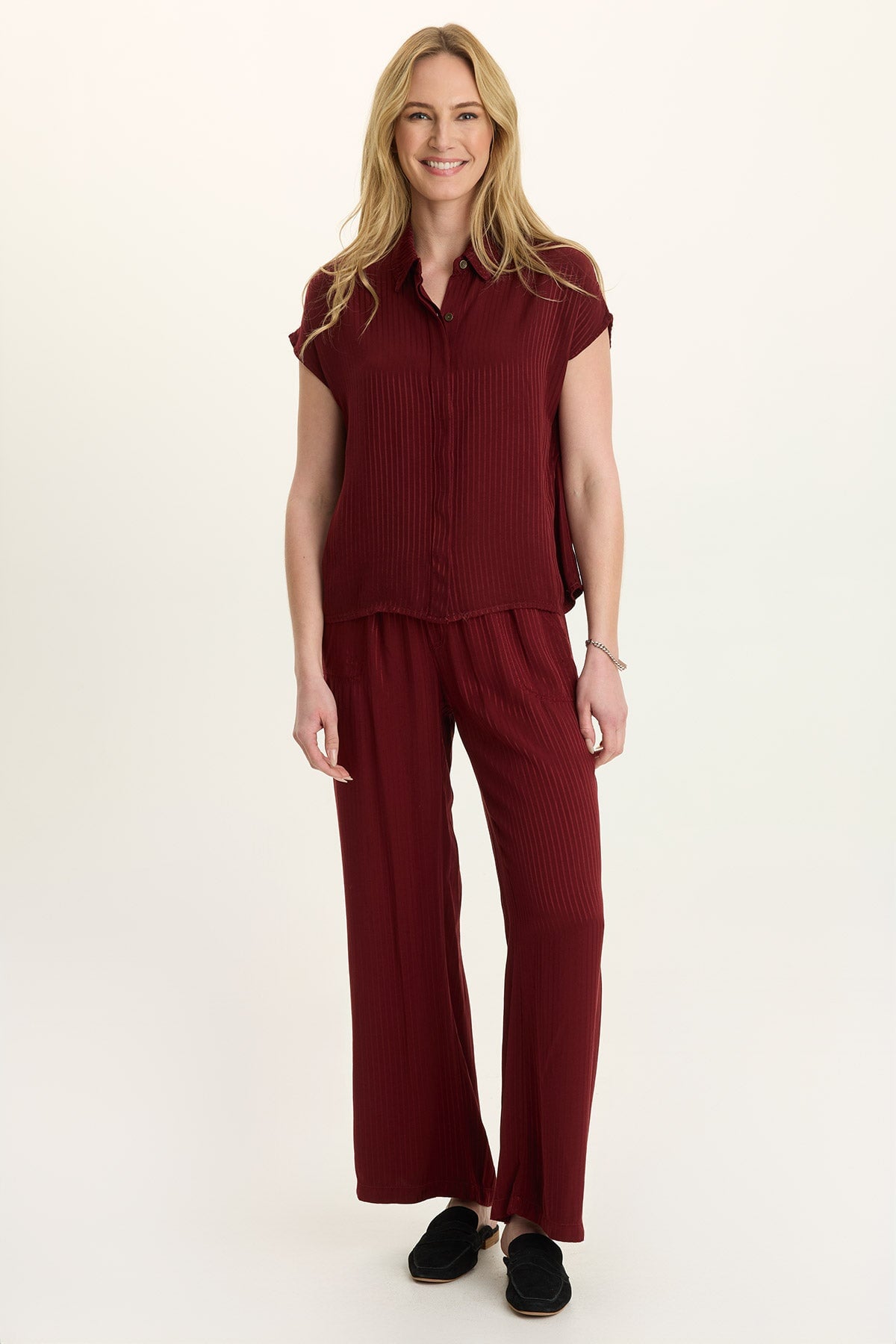 Wearables Harmon Satin Stripe Wide-Leg Salem's Door - XCVI