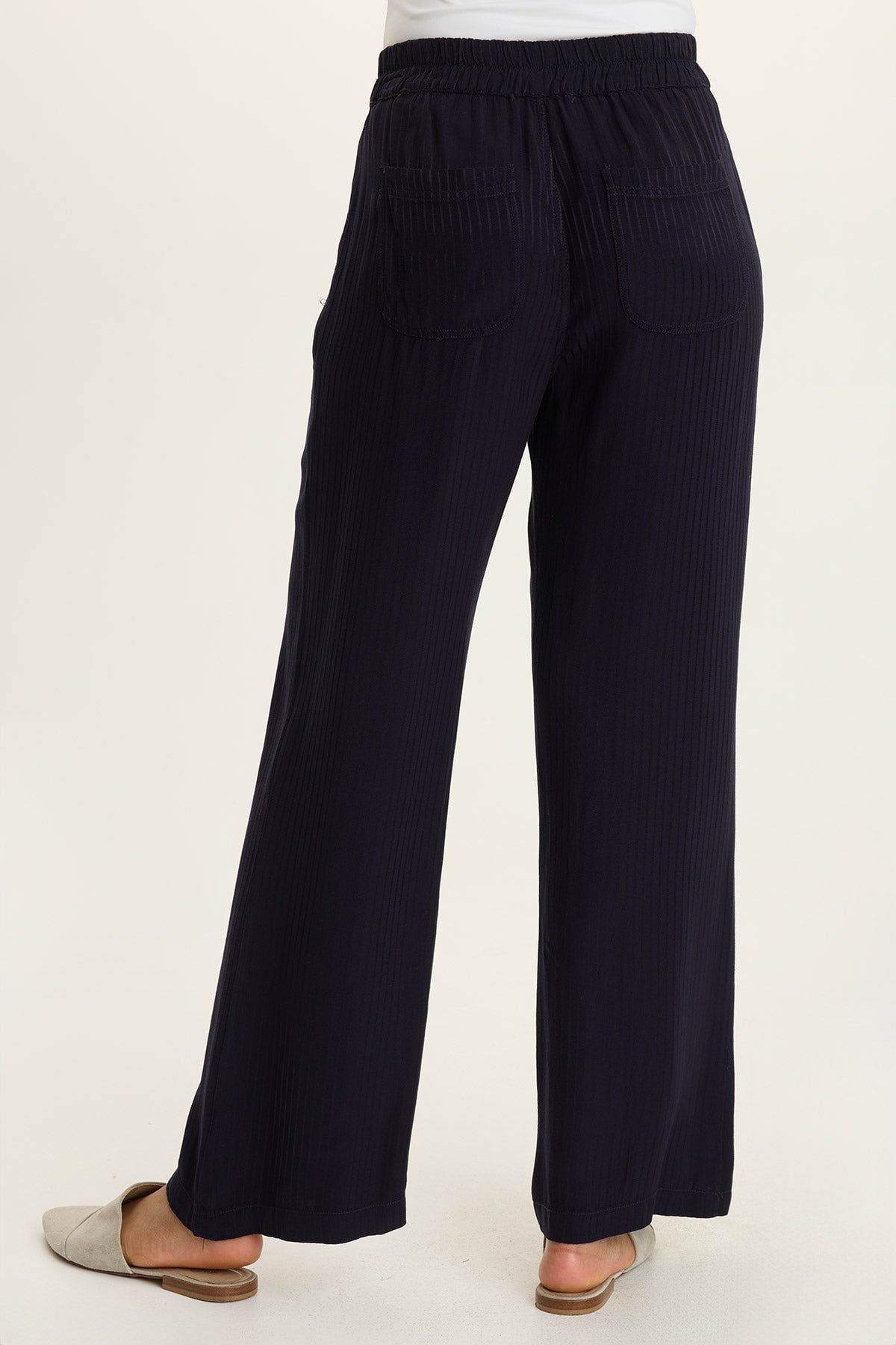 Wearables Harmon Satin Stripe Wide-Leg Navy - XCVI