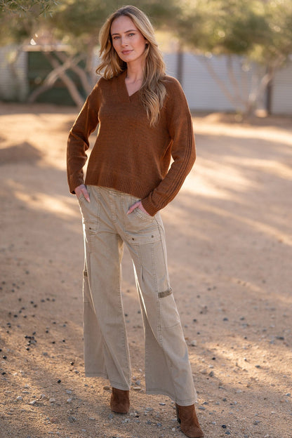 Wearables Tove Twill Cargo Wide-Leg Distress Wash Alamosa - XCVI