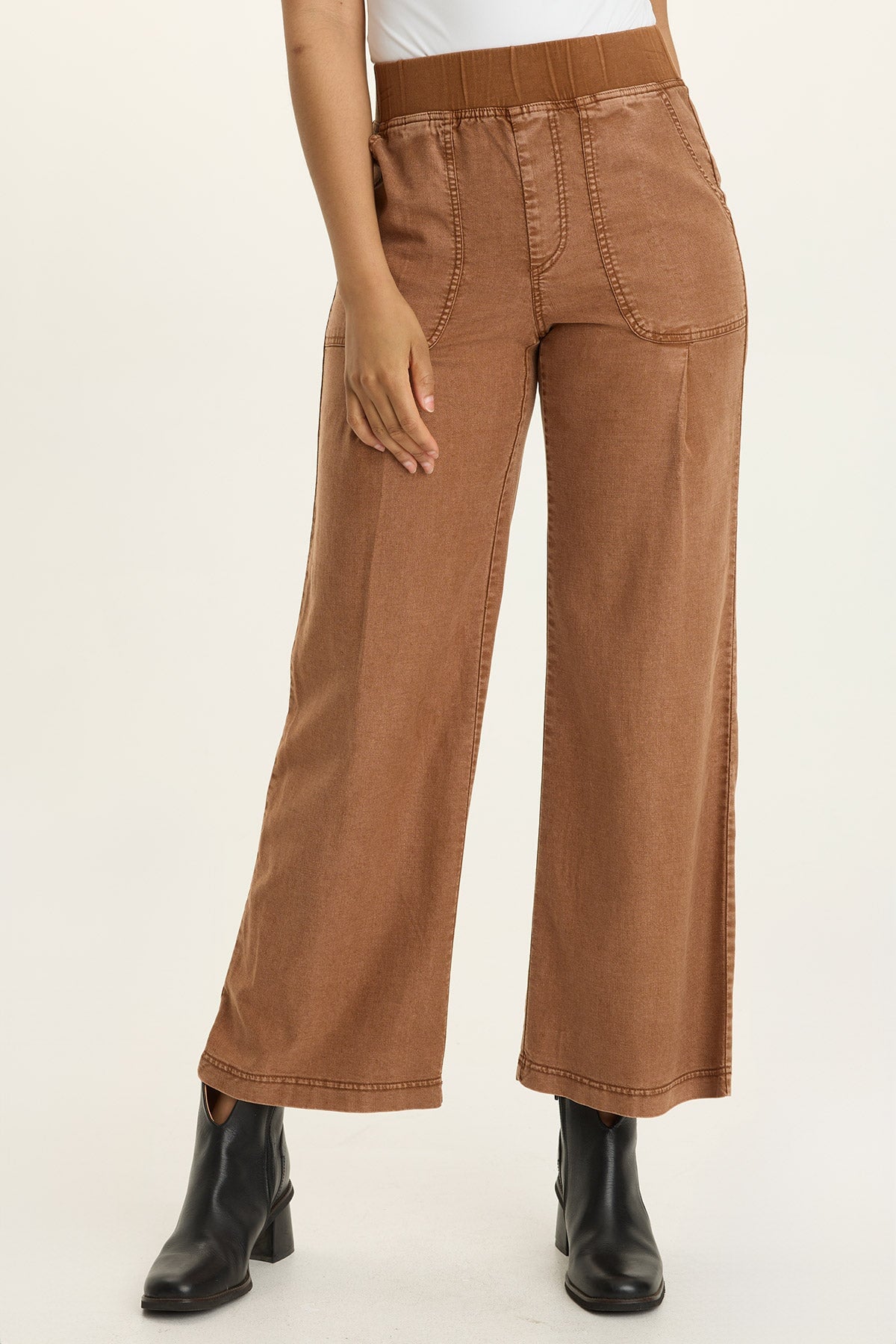 Wearables Riven Twill Wide-Leg Pant Distress Wash Artisan - XCVI