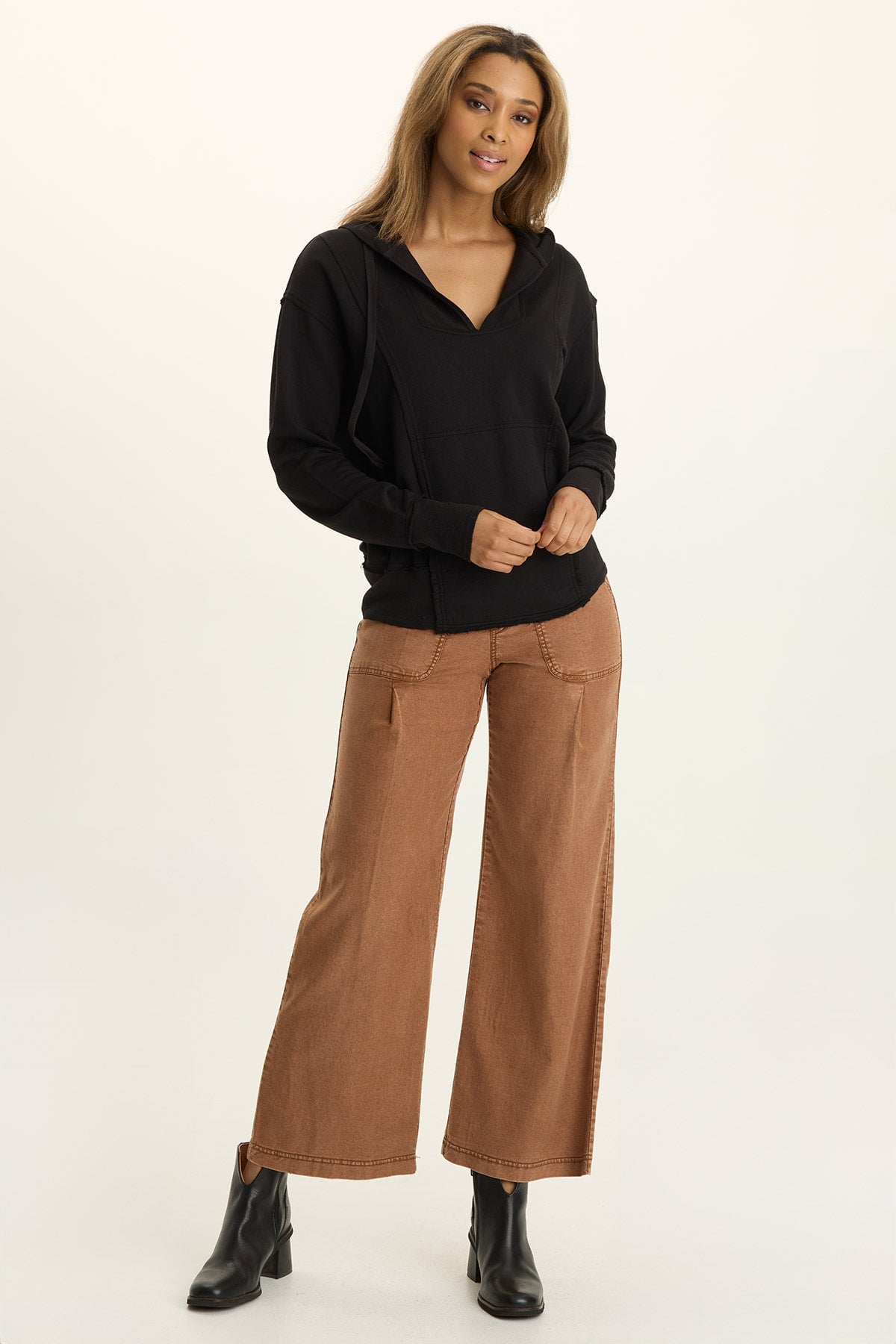 Wearables Riven Twill Wide-Leg Pant Distress Wash Artisan - XCVI