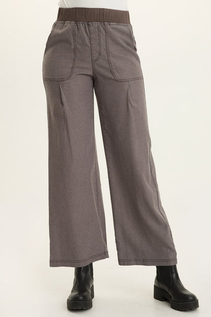 Wearables Riven Twill Wide-Leg Pant Charcoal - XCVI
