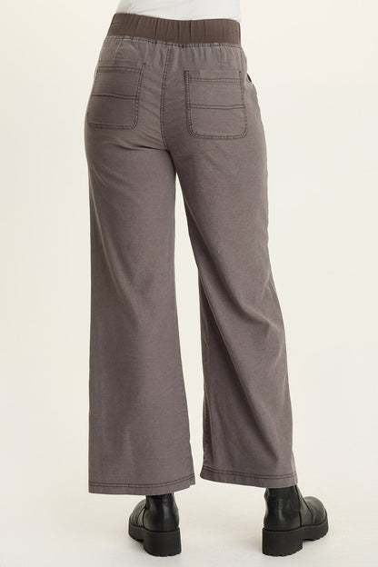 Wearables Riven Twill Wide-Leg Pant Charcoal - XCVI