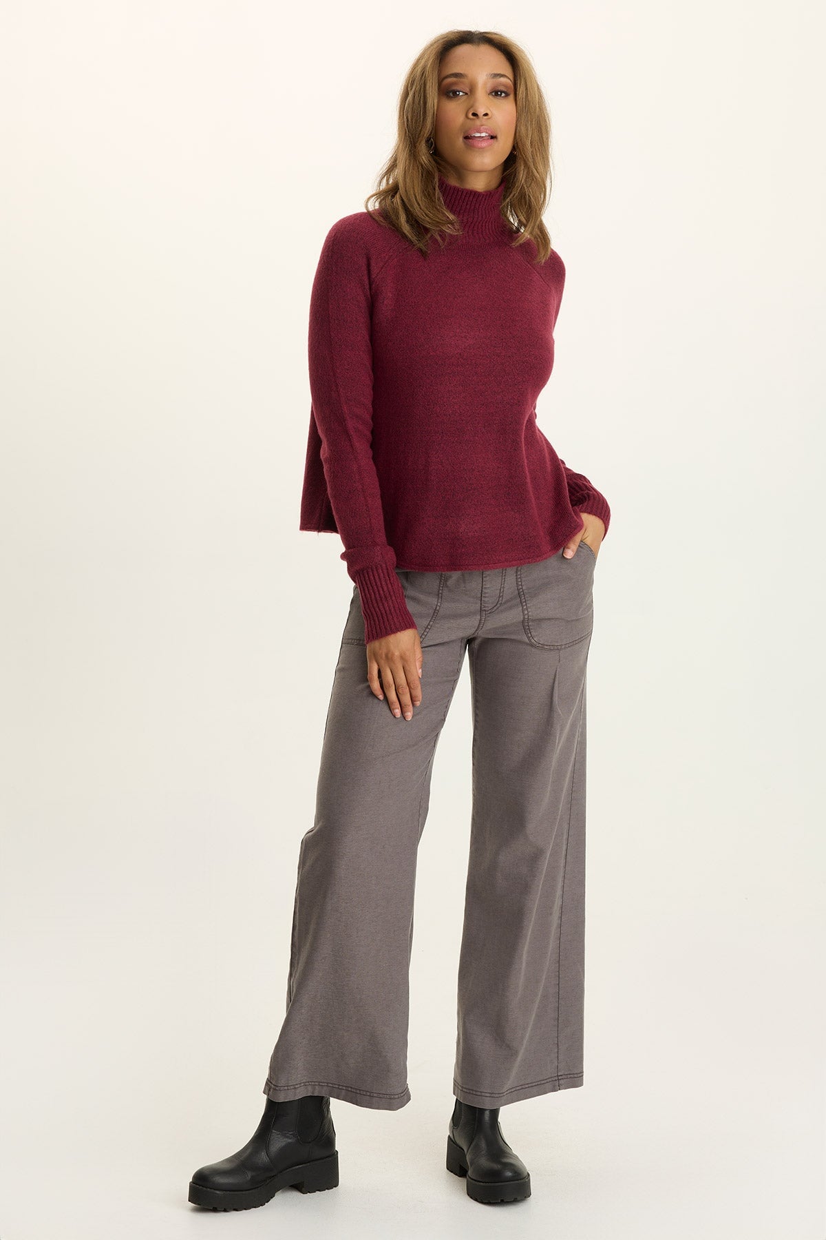 Wearables Riven Twill Wide-Leg Pant Charcoal - XCVI