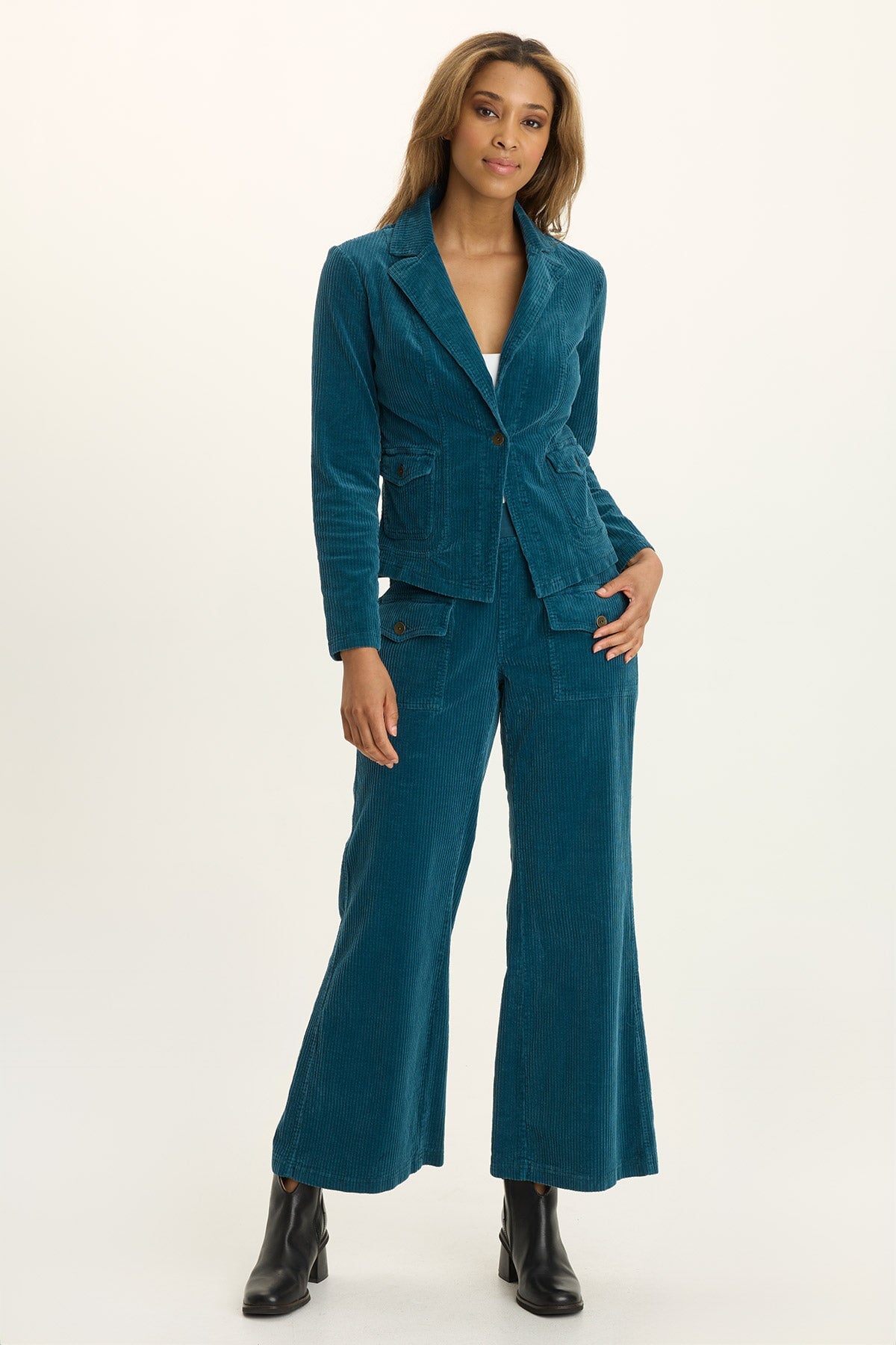 Wearables Veera Corduroy Wide-Leg Abyss Pigment - XCVI